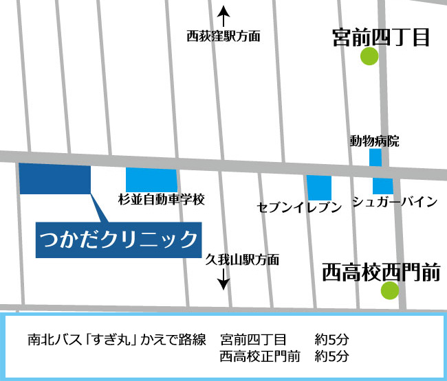 西荻窪駅、久我山駅からバスでお越しの方